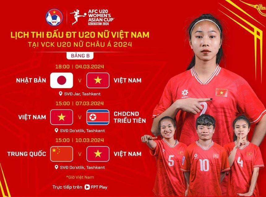 VCK U20 nữ Việt Nam 2024 xem ở đâu?